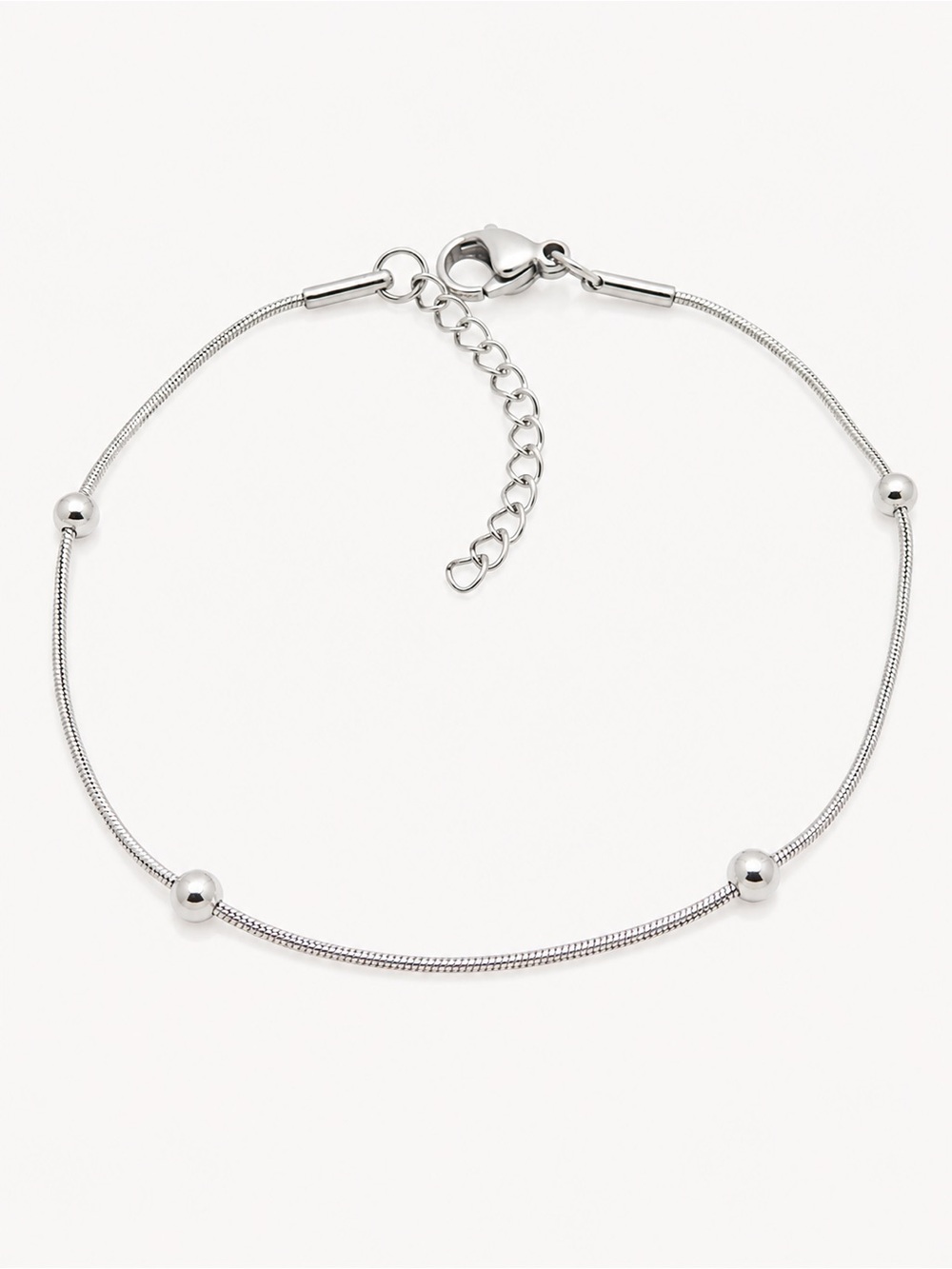 Silver Beaded Snake Chain Bracelet | Stainless Steel